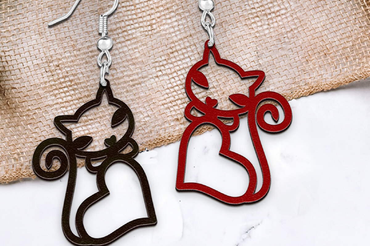 Σετ των 3 Intra απο ξύλο plywood 3mm-4mm πάχος Σκουλαρίκια γάτας . γάτας. Δίασταση 4x4 cm INTRAFABR-113211518