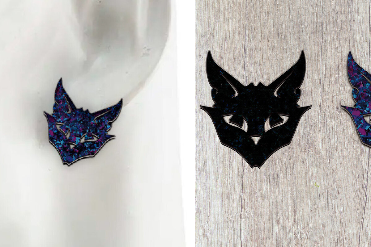 Σετ των 3 Intra απο ξύλο plywood 3mm-4mm πάχος Σκουλαρίκια γάτας . Σιλουέτα γάτας Δίασταση 4x4 cm INTRAFABR-120602161