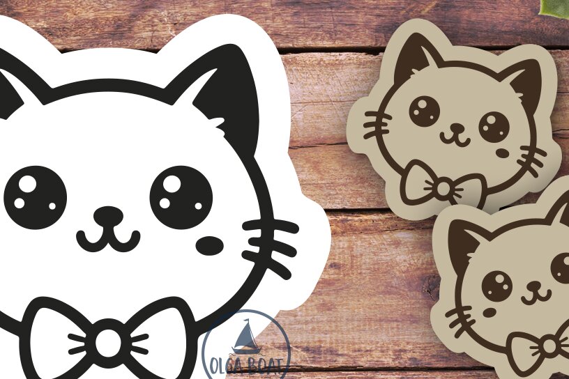 Σετ των 3 Intra απο ξύλο plywood 3mm-4mm πάχος χαρακτικής λέιζερ σκουλαρίκια γάτας Δίασταση 3x3 cm INTRAFABR-119538578