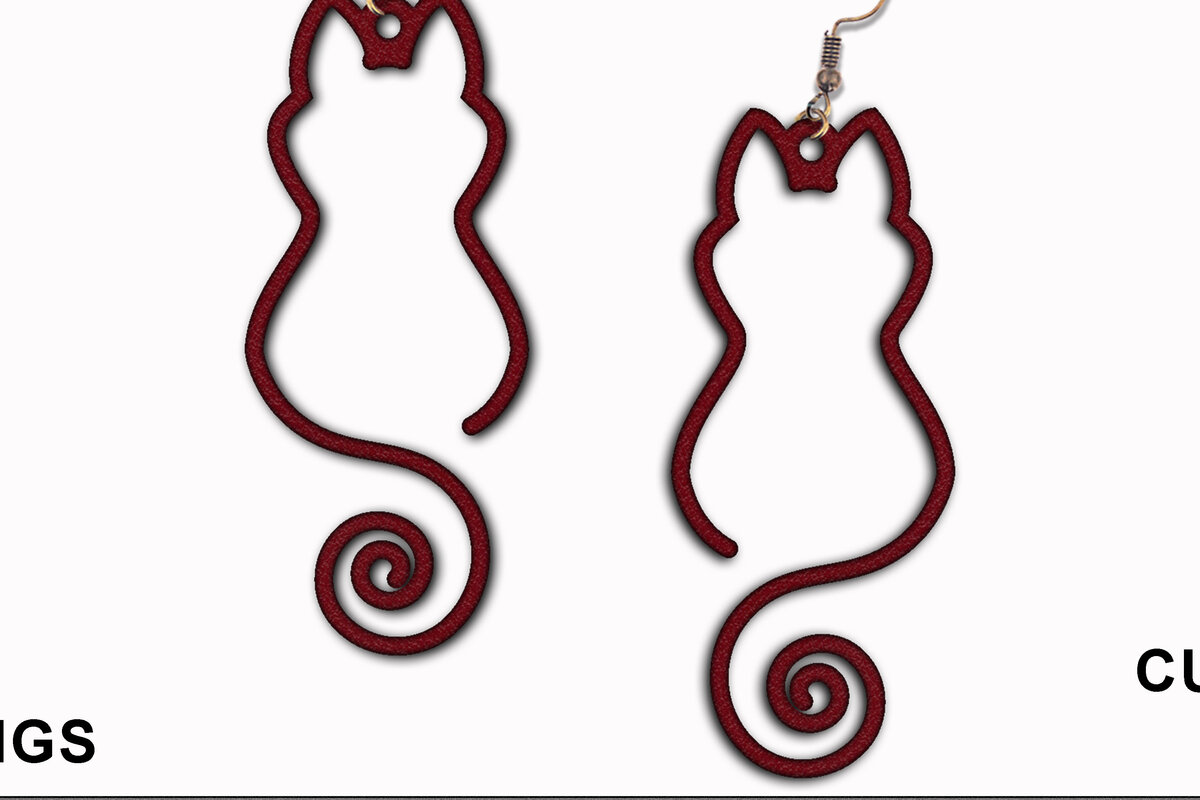 Σετ των 3 Intra απο ξύλο plywood 3mm-4mm πάχος Σκουλαρίκια γάτας | Cat Silhouette Δίασταση 3x3 cm INTRAFABR-29708399