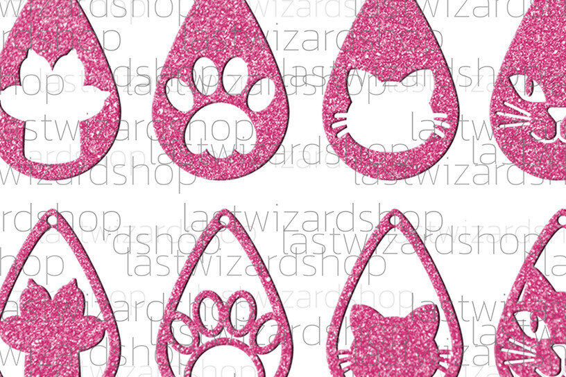 Σετ των 3 Intra απο ξύλο plywood 3mm-4mm πάχος Σκουλαρίκια Cat , Paw Cat Faux Leather Δίασταση 3x3 cm INTRAFABR-25097326