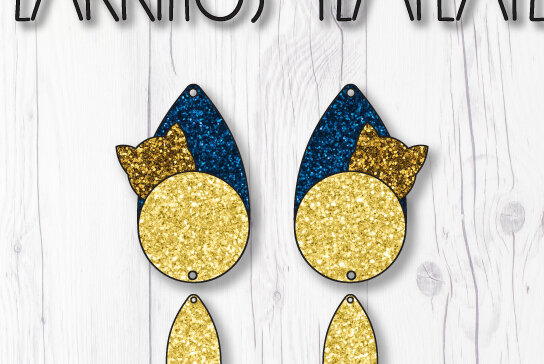 Σετ των 3 Intra απο ξύλο plywood 3mm-4mm πάχος Πρότυπο σκουλαρίκια γάτα Δίασταση 3x3 cm INTRAFABR-8118860