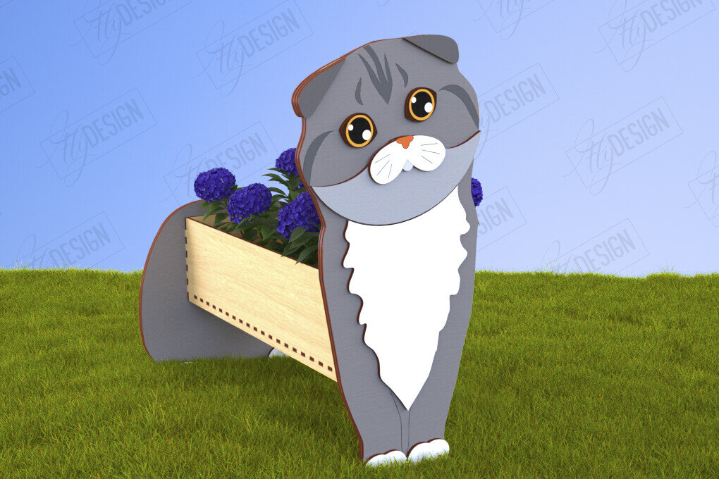 Intra απο ξύλο plywood 3mm-4mm πάχος Στάση λουλουδιών γάτας | Κήπος Δίασταση 30x20 cm INTRAFABR-120427634