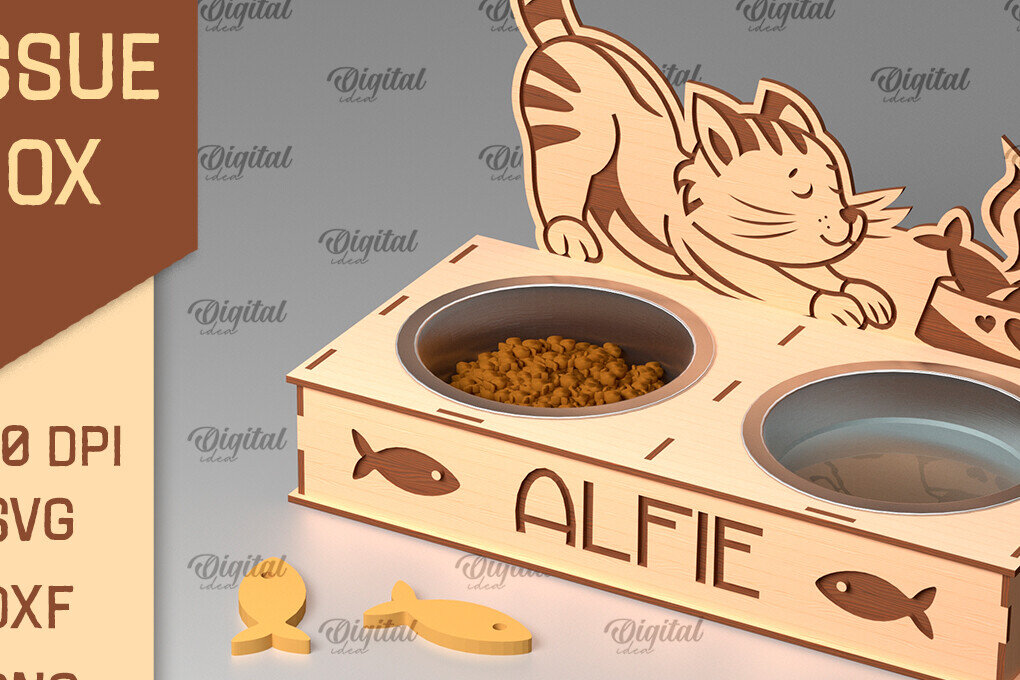 Intra απο ξύλο plywood 3mm-4mm πάχος Βάση μπολ τροφής για γάτες Δίασταση 30x20 cm INTRAFABR-98217472