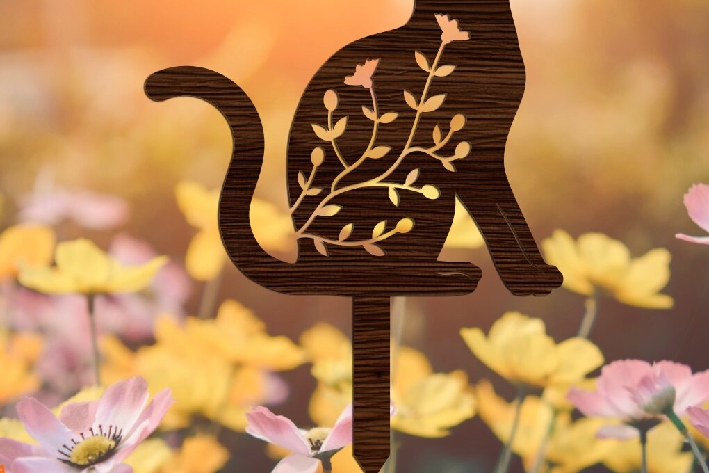 Σετ των 2 Intra απο ξύλο plywood 3mm-4mm πάχος κοπής με λέιζερ πασσάλων Cat Garden Δίασταση 20x20 cm INTRAFABR-17791257