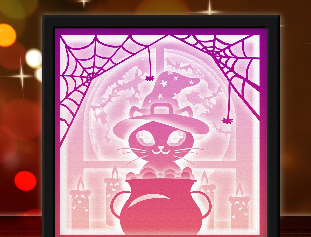 Σετ των 3 Intra απο ξύλο plywood 3mm-4mm πάχος Cat Halloween Light Box Sublimation Δίασταση 8x8 cm INTRAFABR-34149860