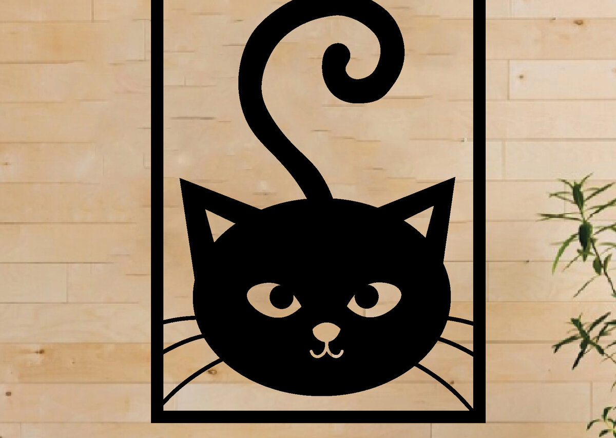 Intra απο ξύλο plywood 3mm-4mm πάχος Cat Hanging Wall Art, Cat Metal Wall Art Δίασταση 40x40 cm INTRAFABR-64489094