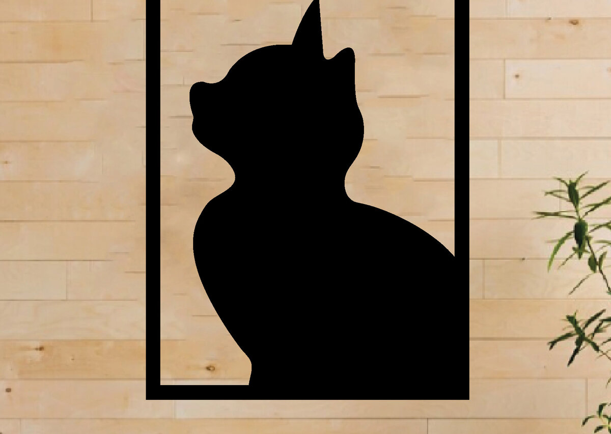 Intra απο ξύλο plywood 3mm-4mm πάχος Cat Hanging Wall Art, Cat Metal Wall Art Δίασταση 40x40 cm INTRAFABR-64489384