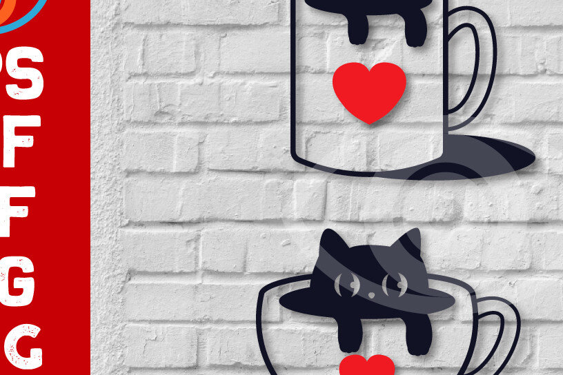 Intra απο ξύλο plywood 3mm-4mm πάχος Γάτα σε ντεκόρ τοίχου με φλιτζάνι καφέ Δίασταση 40x40 cm INTRAFABR-69275109