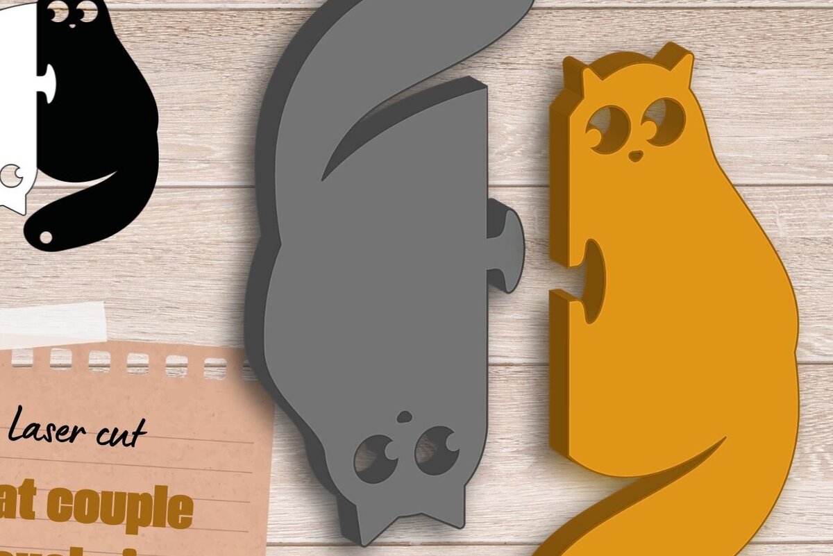 Σετ των 3 Intra απο ξύλο plywood 3mm-4mm πάχος Μπρελόκ Cat  Cut , Valentines Δίασταση 6x6 cm INTRAFABR-89287022