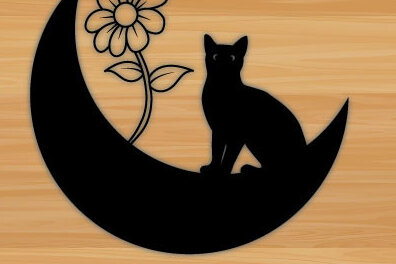 Intra απο ξύλο plywood 3mm-4mm πάχος Cat  Wall Art Sun Μεταλλική διακόσμηση τοίχου Δίασταση 40x40 cm INTRAFABR-69338207