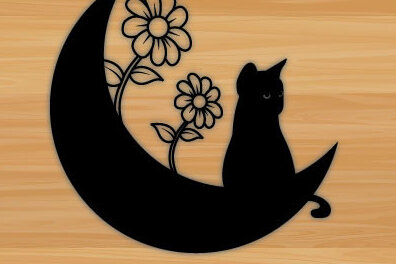 Intra απο ξύλο plywood 3mm-4mm πάχος Cat  Wall Art Sun Μεταλλική διακόσμηση τοίχου Δίασταση 40x40 cm INTRAFABR-69338276