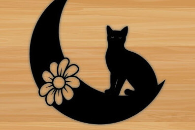 Intra απο ξύλο plywood 3mm-4mm πάχος Cat  Wall Art Sun Μεταλλική διακόσμηση τοίχου Δίασταση 40x40 cm INTRAFABR-69338319