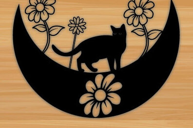 Intra απο ξύλο plywood 3mm-4mm πάχος Cat  Wall Art Sun Μεταλλική διακόσμηση τοίχου Δίασταση 40x40 cm INTRAFABR-69338098