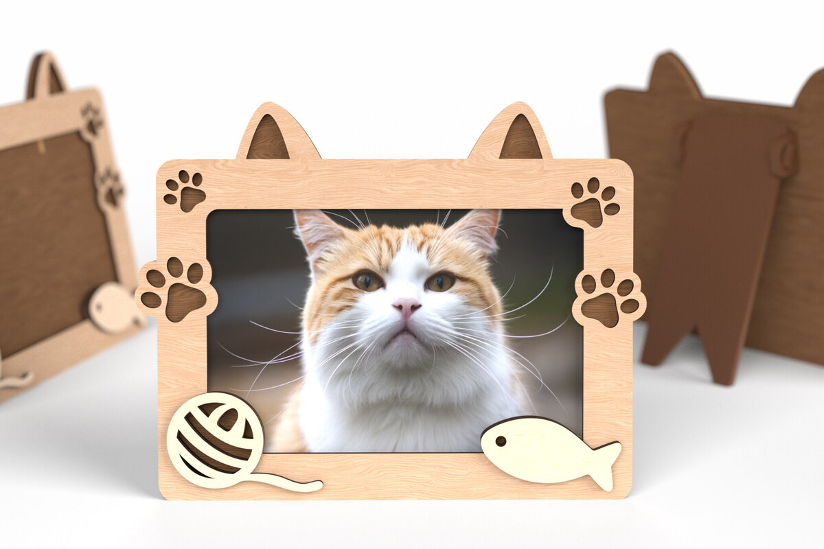 Intra απο ξύλο plywood 3mm-4mm πάχος Κορνίζα Cat Lover - Δίασταση 20x30 cm INTRAFABR-117293099