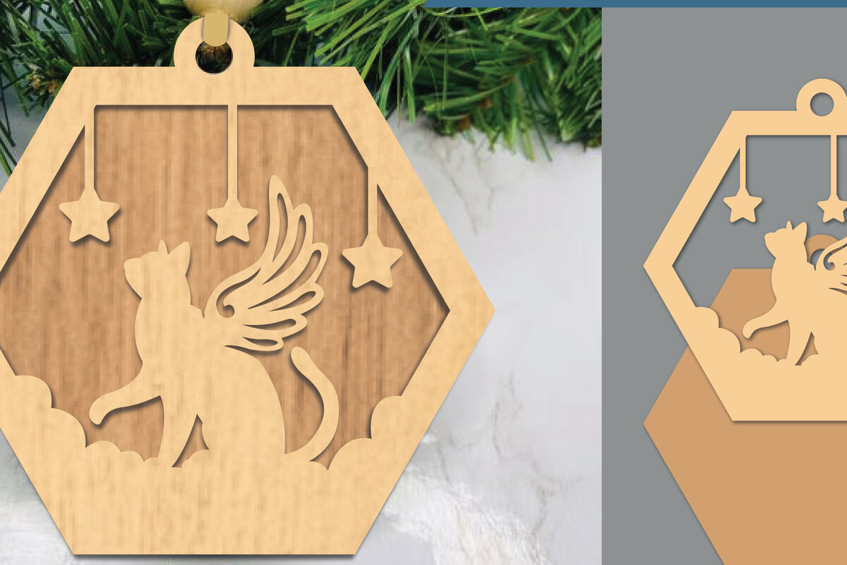 Σετ των 3 Intra απο ξύλο plywood 3mm-4mm πάχος Στολίδι κοπής με λέιζερ γατών Memorial Δίασταση 8x8 cm INTRAFABR-105468656