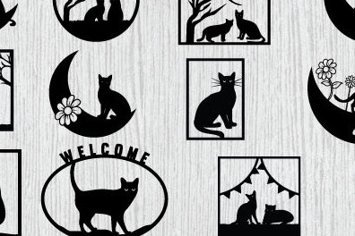 Intra απο ξύλο plywood 3mm-4mm πάχος κοπής με λέιζερ μεταλλικού τοίχου Cat Δίασταση 40x40 cm INTRAFABR-73383723