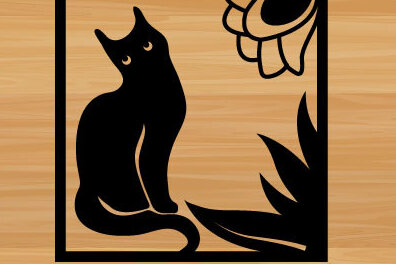 Intra απο ξύλο plywood 3mm-4mm πάχος κοπής με λέιζερ μεταλλικού τοίχου Cat Δίασταση 40x40 cm INTRAFABR-72027287