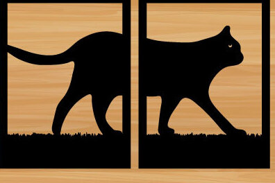 Intra απο ξύλο plywood 3mm-4mm πάχος κοπής με λέιζερ μεταλλικού τοίχου Cat Δίασταση 40x40 cm INTRAFABR-72027349