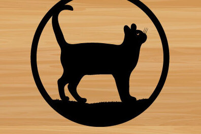 Intra απο ξύλο plywood 3mm-4mm πάχος κοπής με λέιζερ μεταλλικού τοίχου Cat Δίασταση 40x40 cm INTRAFABR-72109600