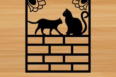 Intra απο ξύλο plywood 3mm-4mm πάχος κοπής με λέιζερ μεταλλικού τοίχου Cat Δίασταση 40x40 cm INTRAFABR-72337144