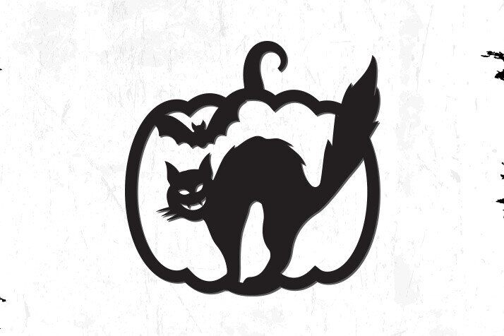 Σετ των 3 Intra απο ξύλο plywood 3mm-4mm πάχος Γάτα στη διακόσμηση αποκριών κολοκύθας Δίασταση 5x5 cm INTRAFABR-81939122