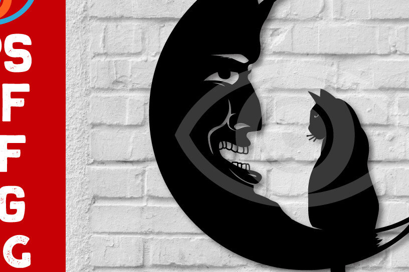 Intra απο ξύλο plywood 3mm-4mm πάχος Σχεδιασμός διακόσμησης τοίχου Cat on the Moon Δίασταση 40x40 cm INTRAFABR-72299716