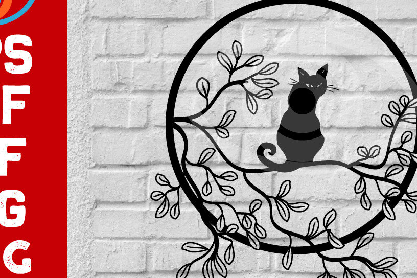 Intra απο ξύλο plywood 3mm-4mm πάχος Διακόσμηση τοίχου Cat on Tree Art Wall Art Δίασταση 40x40 cm INTRAFABR-67420473