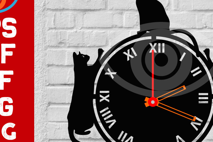 Intra απο ξύλο plywood 3mm-4mm πάχος Cat on Wall Clock Art Decor Design Δίασταση 40x40 cm INTRAFABR-68966613