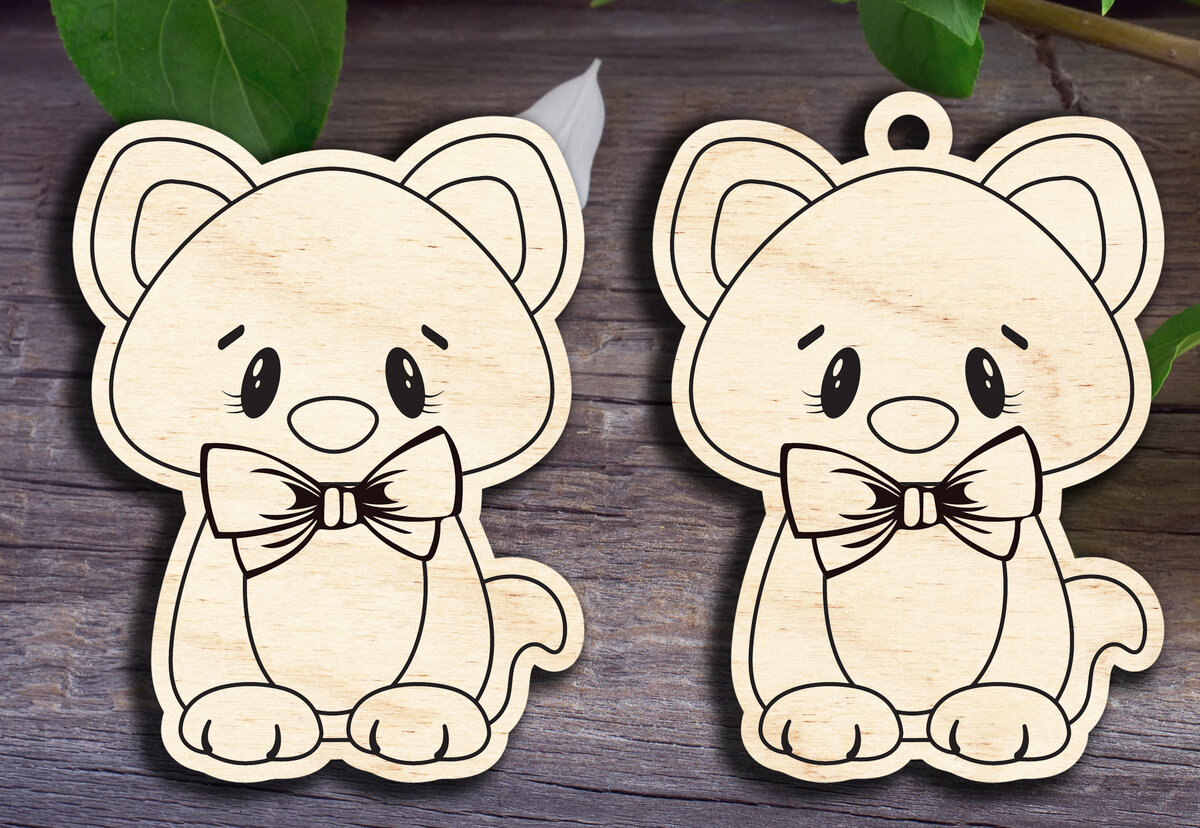 Σετ των 3 Intra απο ξύλο plywood 3mm-4mm πάχος Στολίδι για γάτα Δίασταση 8x8 cm INTRAFABR-29873185