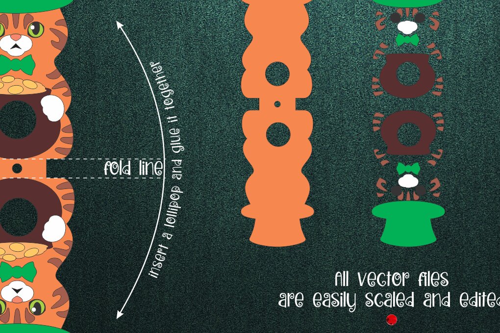 Intra απο ξύλο plywood 3mm-4mm πάχος Cat Patrick's Day Lollipop Holder Δίασταση 30x20 cm INTRAFABR-23997404