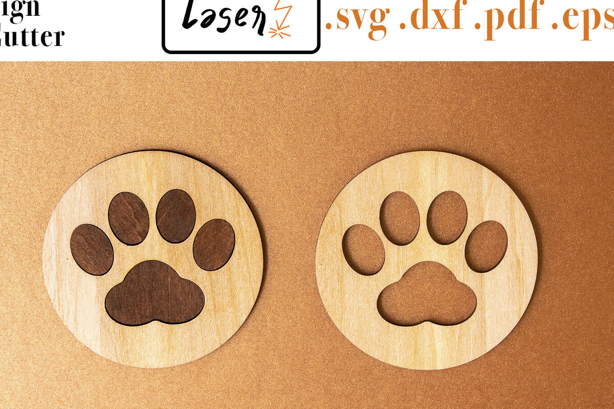 Σετ των 2 Intra απο ξύλο plywood 3mm-4mm πάχος Λίμα Cat Paw Coasters για κόφτη λέιζερ Δίασταση 15x15 cm INTRAFABR-86248169