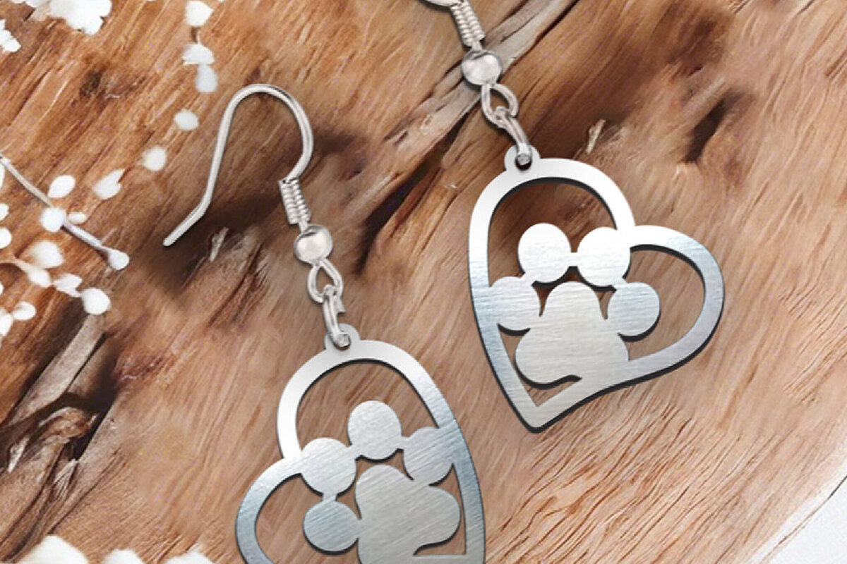 Σετ των 3 Intra απο ξύλο plywood 3mm-4mm πάχος Σκουλαρίκια Cat Paw Σκουλαρίκια . Δίασταση 4x4 cm INTRAFABR-113291666