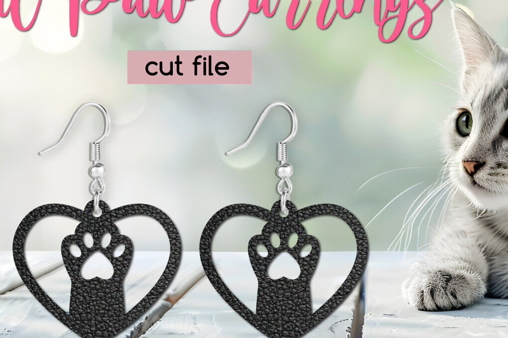 Σετ των 3 Intra απο ξύλο plywood 3mm-4mm πάχος Πρότυπο πόδι γάτας με σκουλαρίκια καρδιά Δίασταση 3x3 cm INTRAFABR-121312535