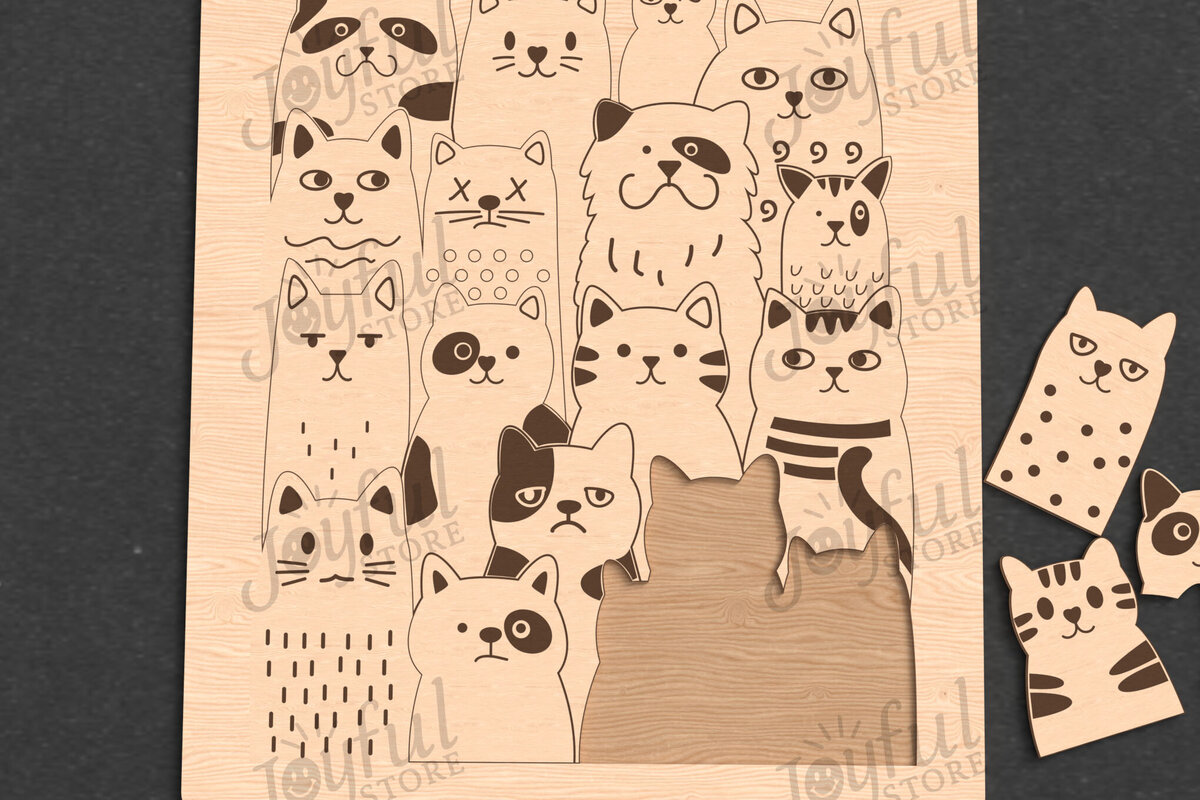 Intra απο ξύλο plywood 3mm-4mm πάχος Cat Puzzle | Ξύλινο παιχνίδι για παιδιά Δίασταση 30x20 cm INTRAFABR-122886080