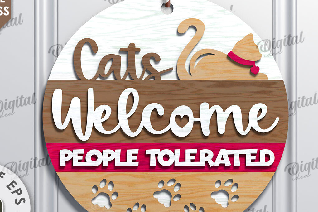 Intra απο ξύλο plywood 3mm-4mm πάχος Σχέδιο κοπής με λέιζερ στρογγυλή πινακίδα γάτα Δίασταση 30x20 cm INTRAFABR-111283604