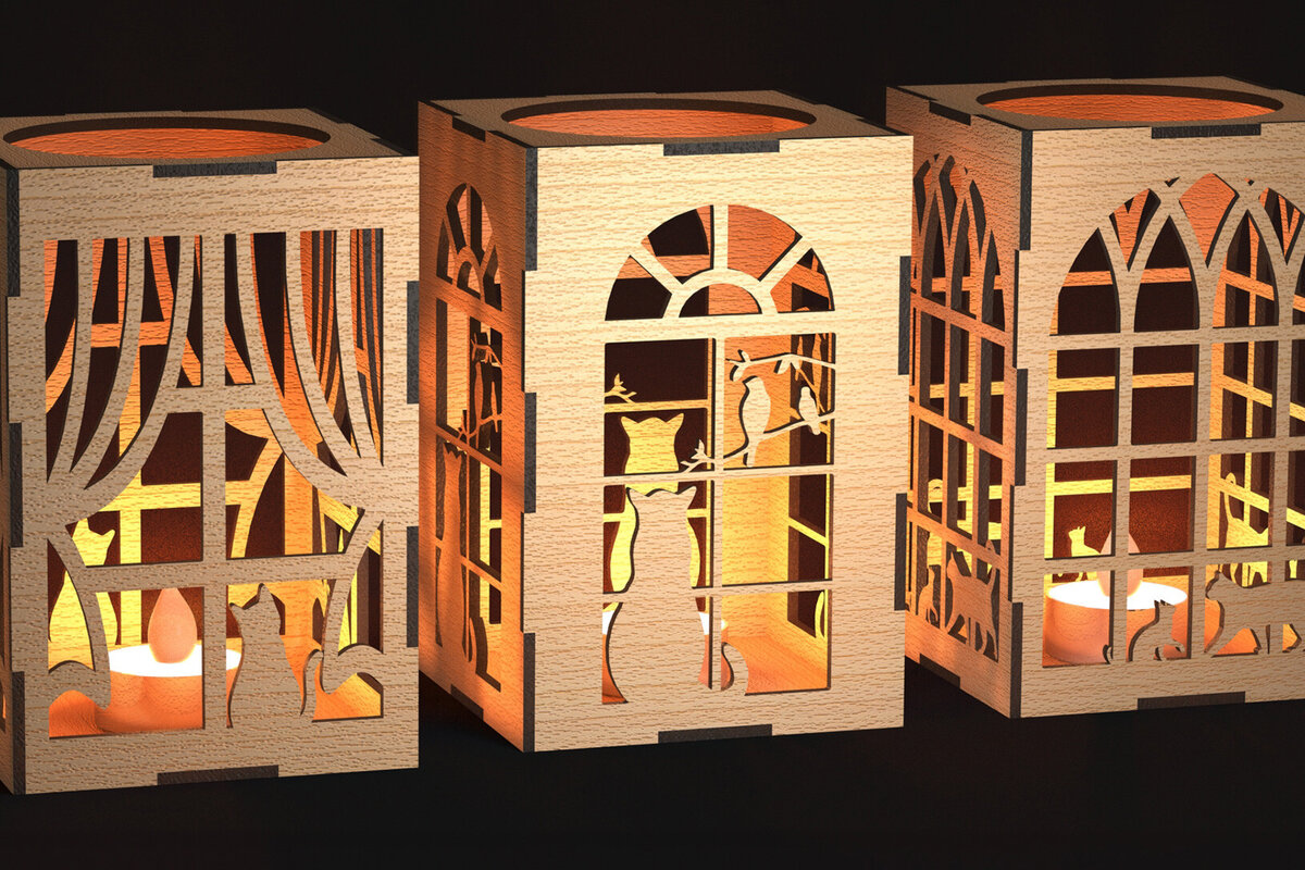 Σετ των 2 Intra απο ξύλο plywood 3mm-4mm πάχος ρεσώ γάτας για λέιζερ Δίασταση 15x15 cm INTRAFABR-79580520