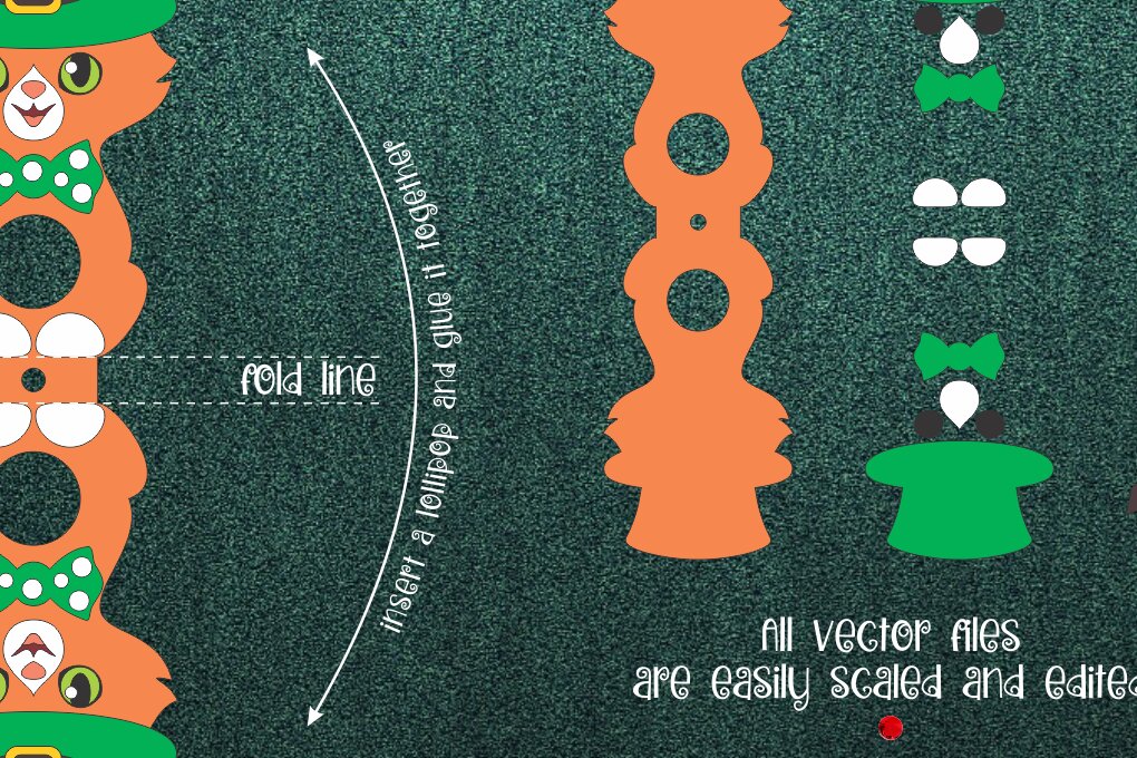 Intra απο ξύλο plywood 3mm-4mm πάχος Cat St. Patrick’s Lollipop Holder Δίασταση 30x20 cm INTRAFABR-23989842