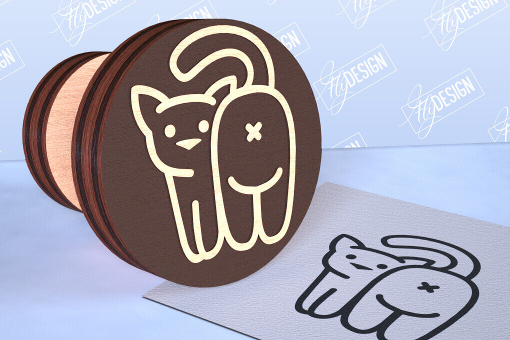 Intra απο ξύλο plywood 3mm-4mm πάχος Σφραγίδα γάτας | Αστεία γάτα | CNC Δίασταση 30x20 cm INTRAFABR-98554660