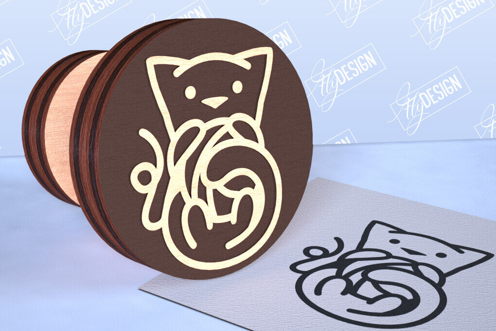 Intra απο ξύλο plywood 3mm-4mm πάχος Σφραγίδα γάτας | Αστεία γάτα | CNC Δίασταση 30x20 cm INTRAFABR-98554726