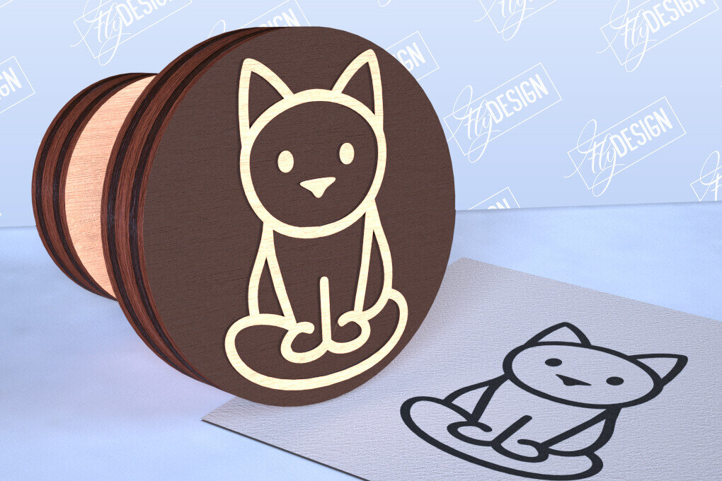 Intra απο ξύλο plywood 3mm-4mm πάχος Σφραγίδα γάτας | Αστεία γάτα | CNC Δίασταση 30x20 cm INTRAFABR-98554866