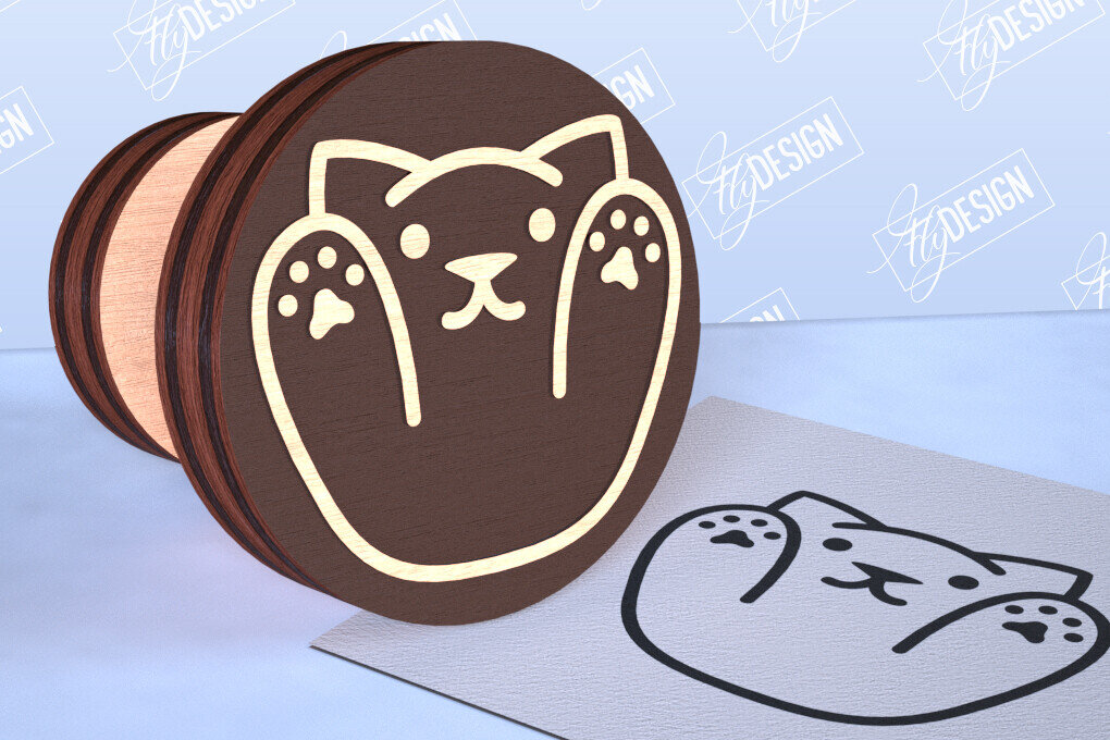 Intra απο ξύλο plywood 3mm-4mm πάχος Σφραγίδα γάτας | Αστεία γάτα | CNC Δίασταση 30x20 cm INTRAFABR-98554640
