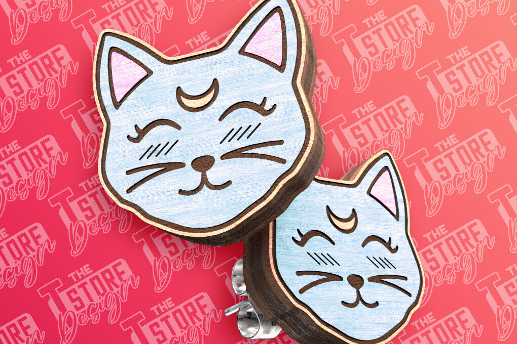 Σετ των 3 Intra απο ξύλο plywood 3mm-4mm πάχος Σκουλαρίκια Cat Stud Σκουλαρίκια Δίασταση 3x3 cm INTRAFABR-83536366