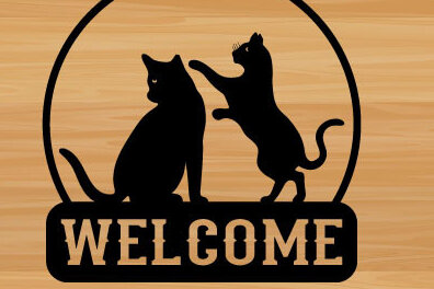 Intra απο ξύλο plywood 3mm-4mm πάχος Cat Welcome Design Διακοσμητικό τοίχου με Δίασταση 40x40 cm INTRAFABR-70294982