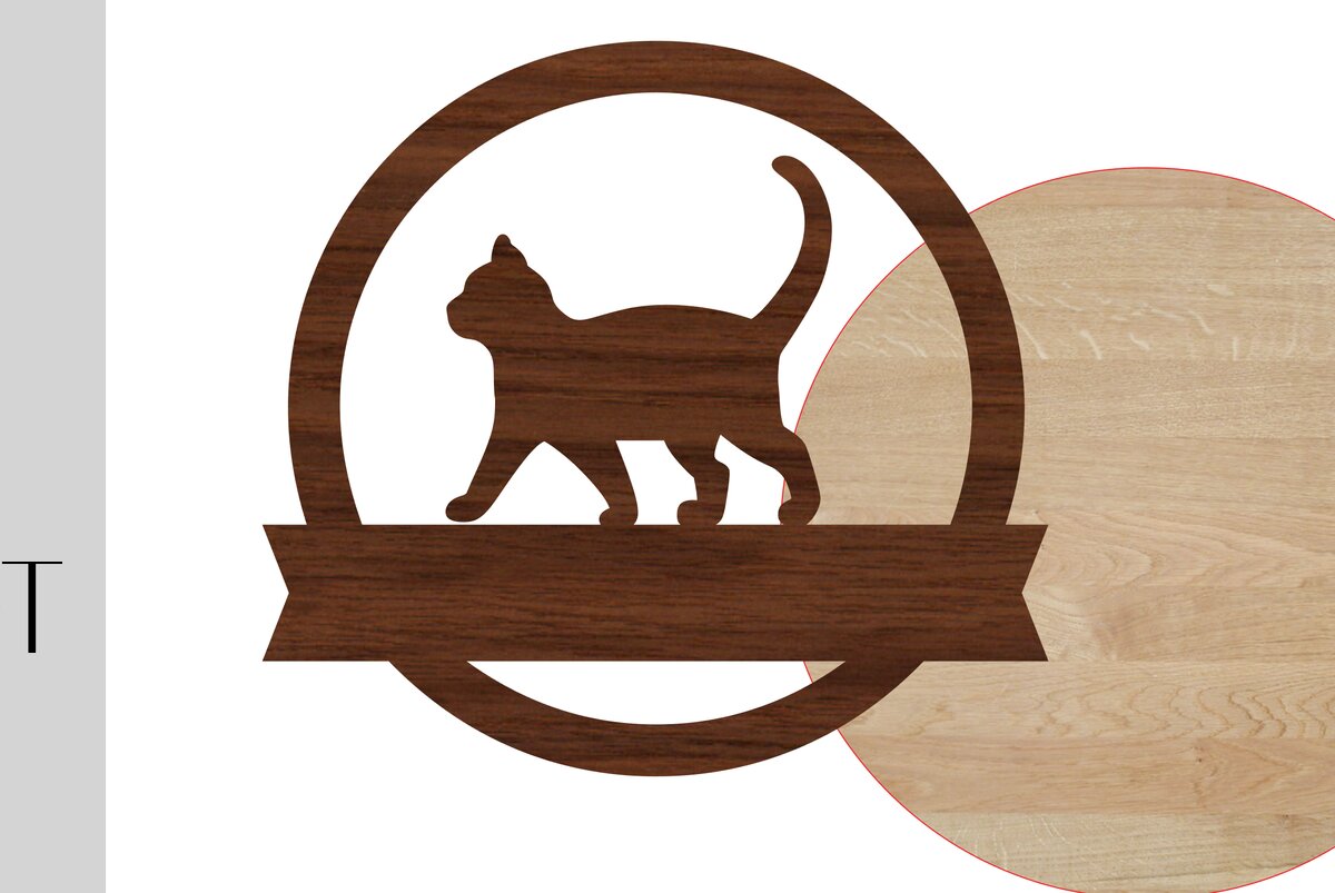 Σετ των 3 Intra απο ξύλο plywood 3mm-4mm πάχος Γάτα καλωσορίσματος σημάδι και κενό Δίασταση 9x9 cm INTRAFABR-13922413