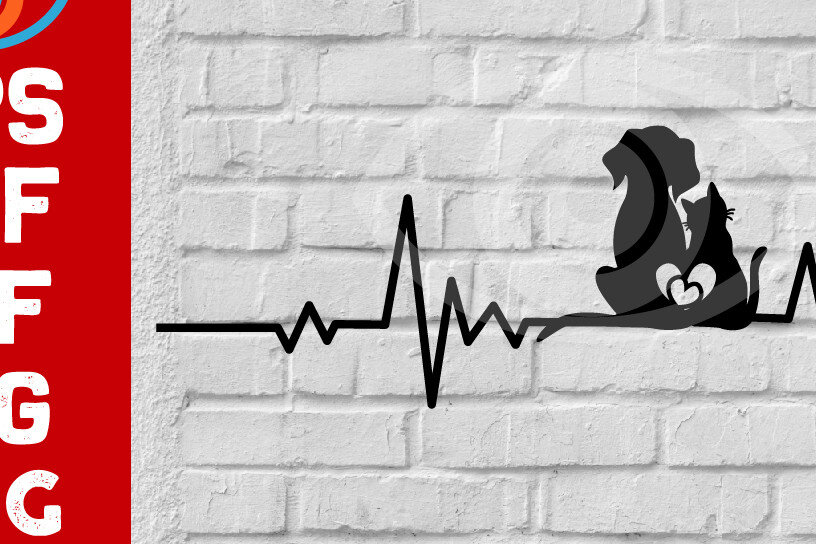 Intra απο ξύλο plywood 3mm-4mm πάχος Γάτα με χτύπο καρδιάς σκύλου Line Wall Art Δίασταση 40x40 cm INTRAFABR-67420071