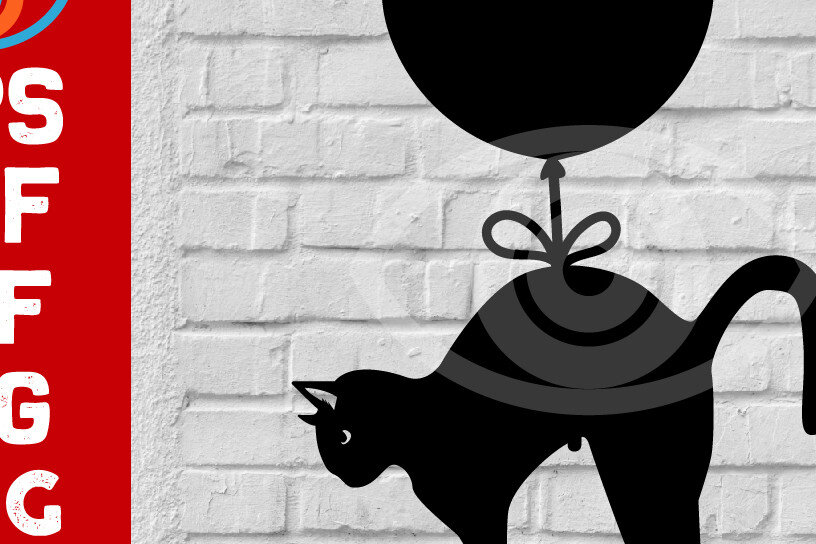 Intra απο ξύλο plywood 3mm-4mm πάχος Γάτα με Μπαλόνι Καρδιάς Τέχνης Τοίχου Δίασταση 40x40 cm INTRAFABR-72298616