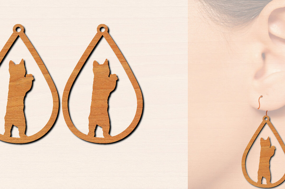 Σετ των 3 Intra απο ξύλο plywood 3mm-4mm πάχος Ξύλινα σκουλαρίκια γάτας με Δίασταση 3x3 cm INTRAFABR-100199222