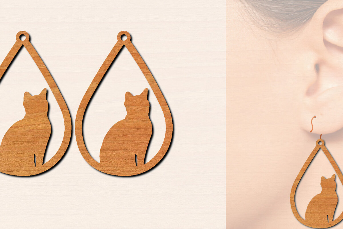 Σετ των 3 Intra απο ξύλο plywood 3mm-4mm πάχος Ξύλινα σκουλαρίκια γάτας με Δίασταση 3x3 cm INTRAFABR-100199273