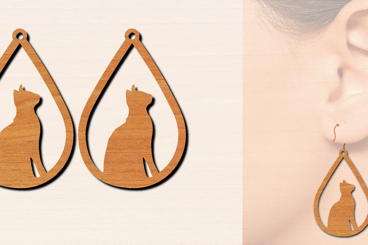 Σετ των 3 Intra απο ξύλο plywood 3mm-4mm πάχος Ξύλινα σκουλαρίκια γάτας με Δίασταση 3x3 cm INTRAFABR-100199372